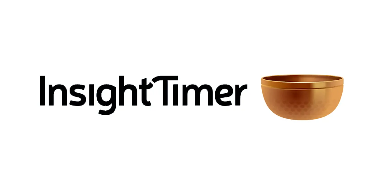 The image displays the words "Insight Timer" with a gold meditation bowl on the right.