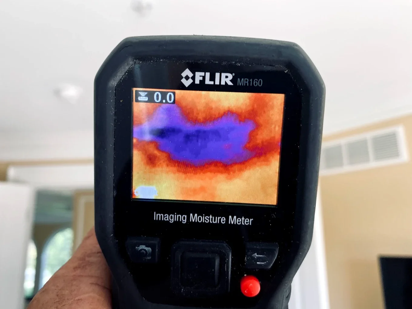 Thermal imaging inspection used to detect hidden moisture and water damage inside walls and ceilings during restoration