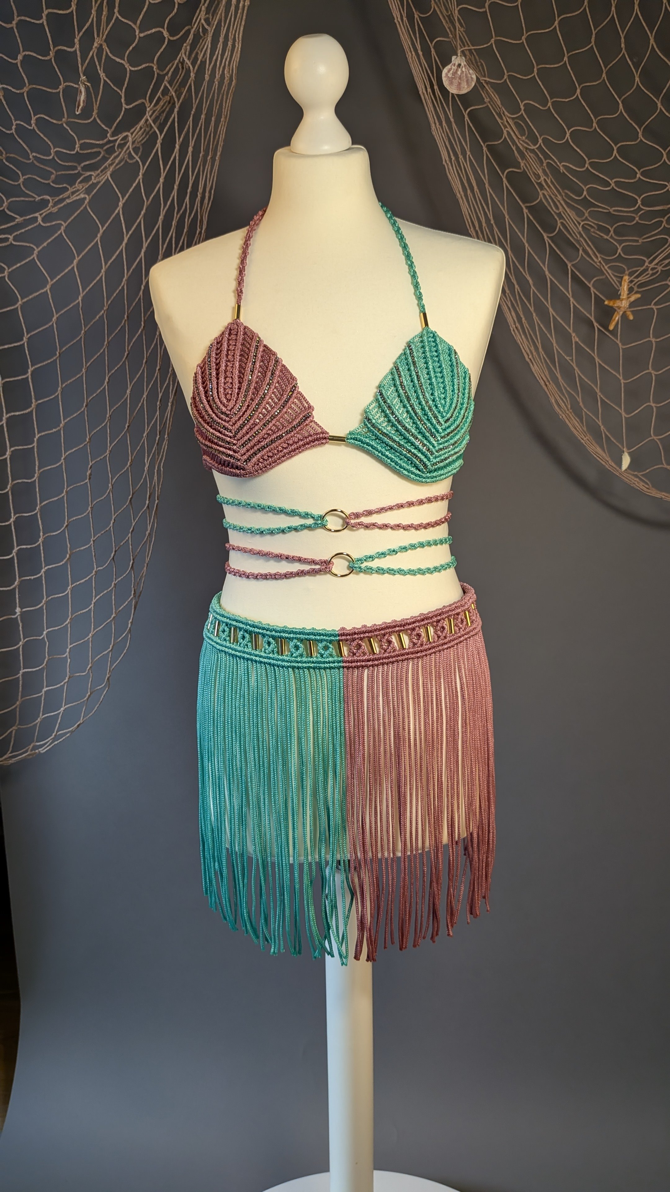 Handgefertigtes Makramee Festival Set Mermaid Dreams von Zarte Knoten