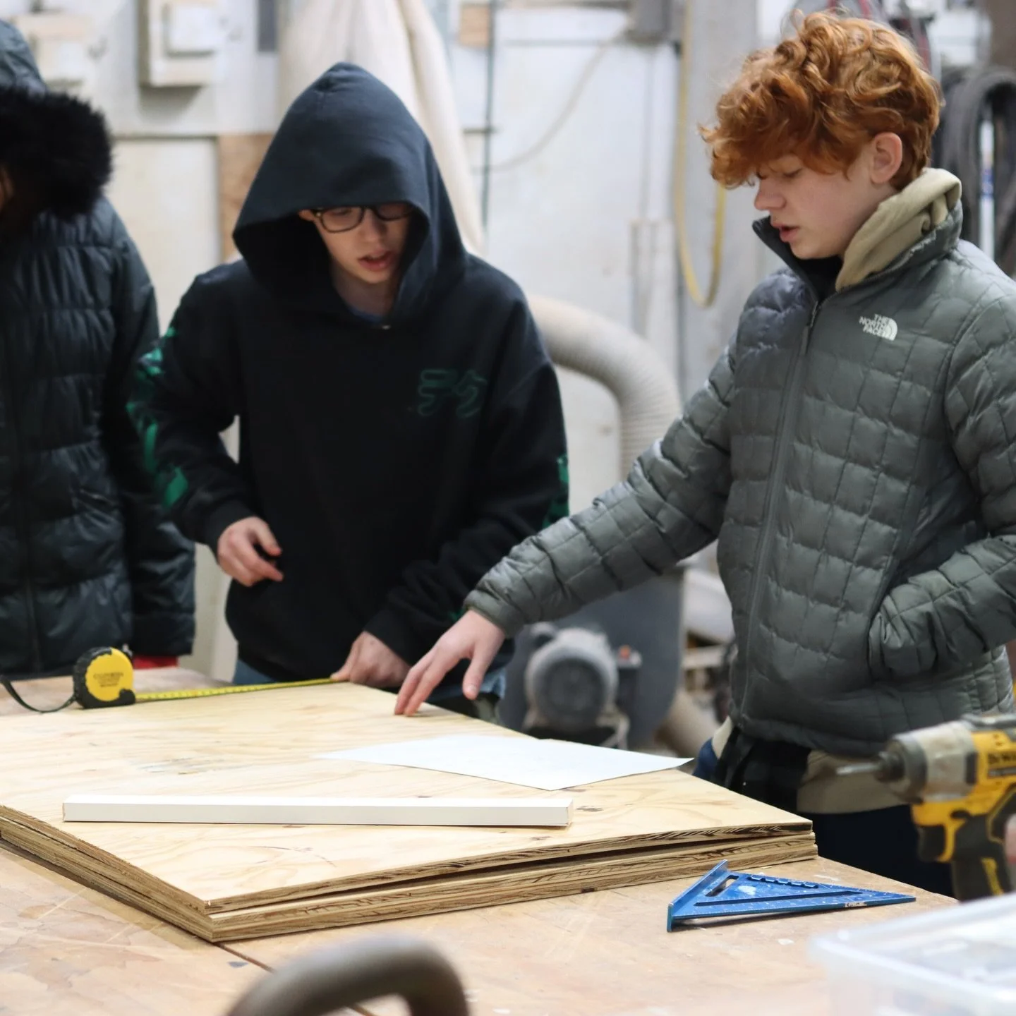 Two photos. One simple shelf. A big shift in how a space gets used.

We designed it, cut it, sanded it, and assembled it using the woodshop tools at 757 Makerspace. Table saw. Chop saw. Sander. Brad nailer. Real skills doing real work.

Built alongsi
