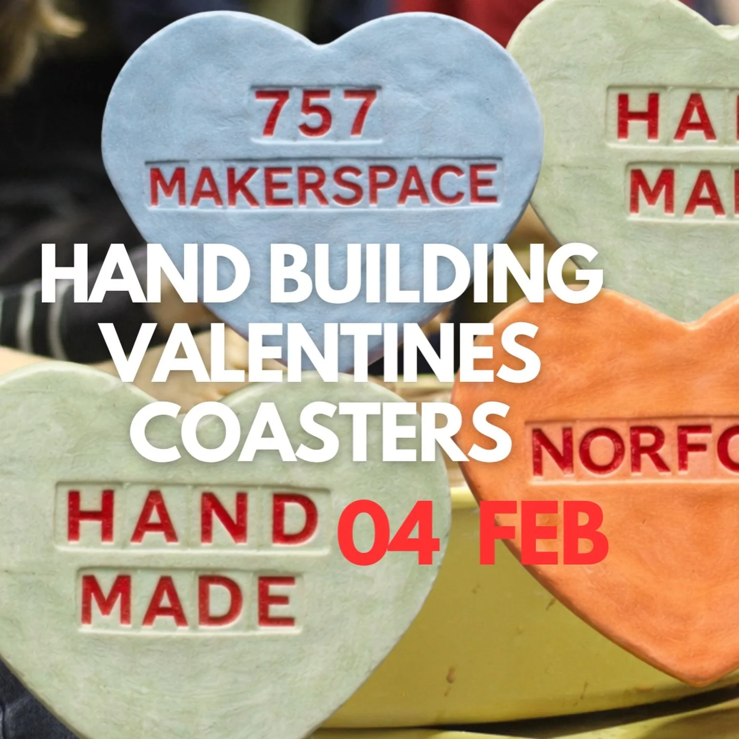Want to make something actually meaningful this Valentine&rsquo;s Day? 💘

Skip the grocery store flowers and come make conversation heart coasters in our clay workshop this Wednesday (6-8pm, Norfolk location).

You&rsquo;ll learn the real basics; ro