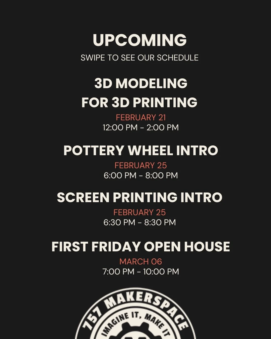 Two classes. Wednesday, February 25. Sign up now.

Pottery Wheel Intro
6:00 PM - 8:00 PM
Screen Printing Intro
6:30:00 PM - 8:30 PM

Most people want to make things. They don&rsquo;t because they don&rsquo;t know how.

These classes fix that.

Potter