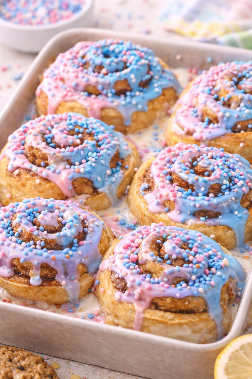 Gender Reveal Cinnamon Rolls