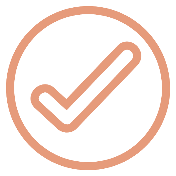 A checkmark inside a circle, indicating completion or approval.