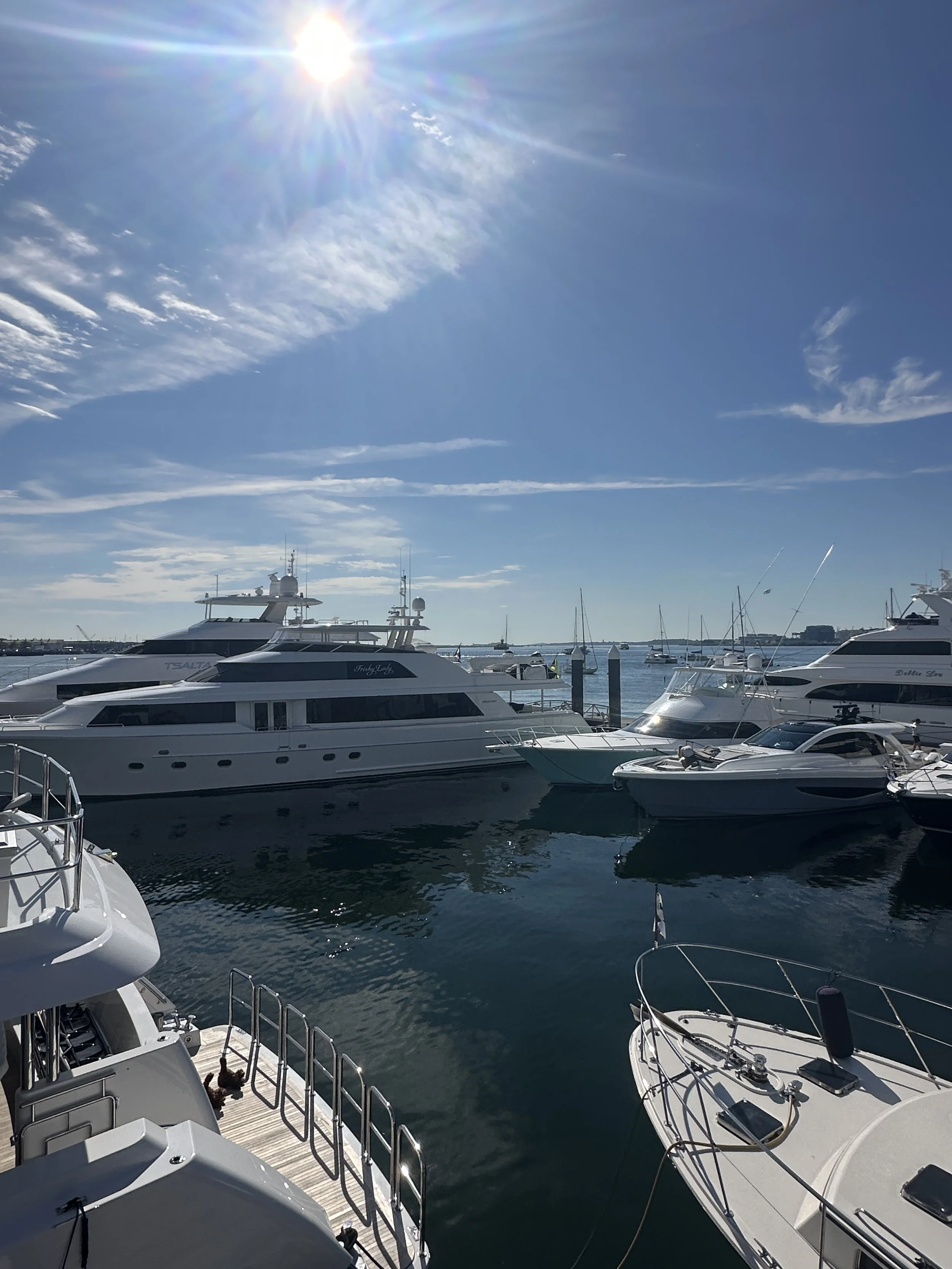 Private Boston Yacht Haven Marina in Boston harbor with luxury yacht pickup for private sightseeing tours.
