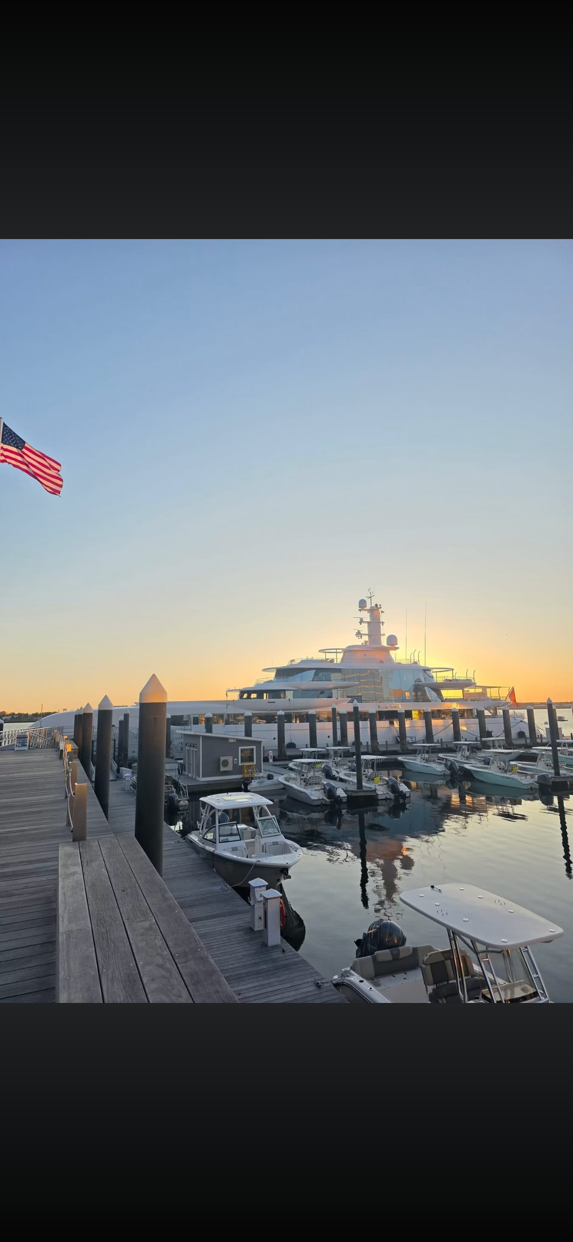 Superyacht Excellence docked at the Boston Yachyt Haven Marina in Boston Harbor