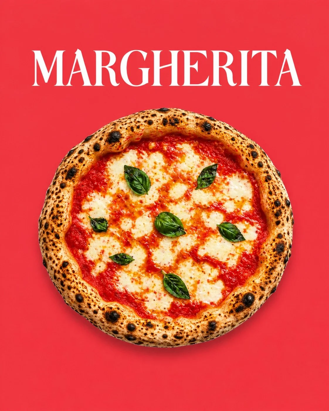 Pizza Margherita mit San-Marzano-Tomaten, Fior di Latte und frischem Basilikum
