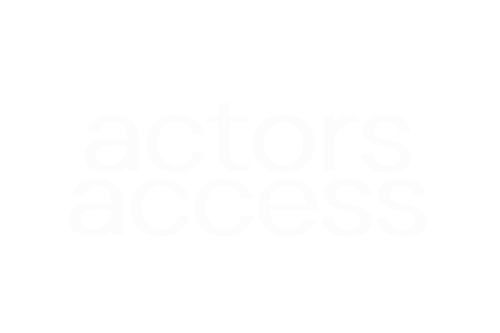 White text 'actors access' on a black background.