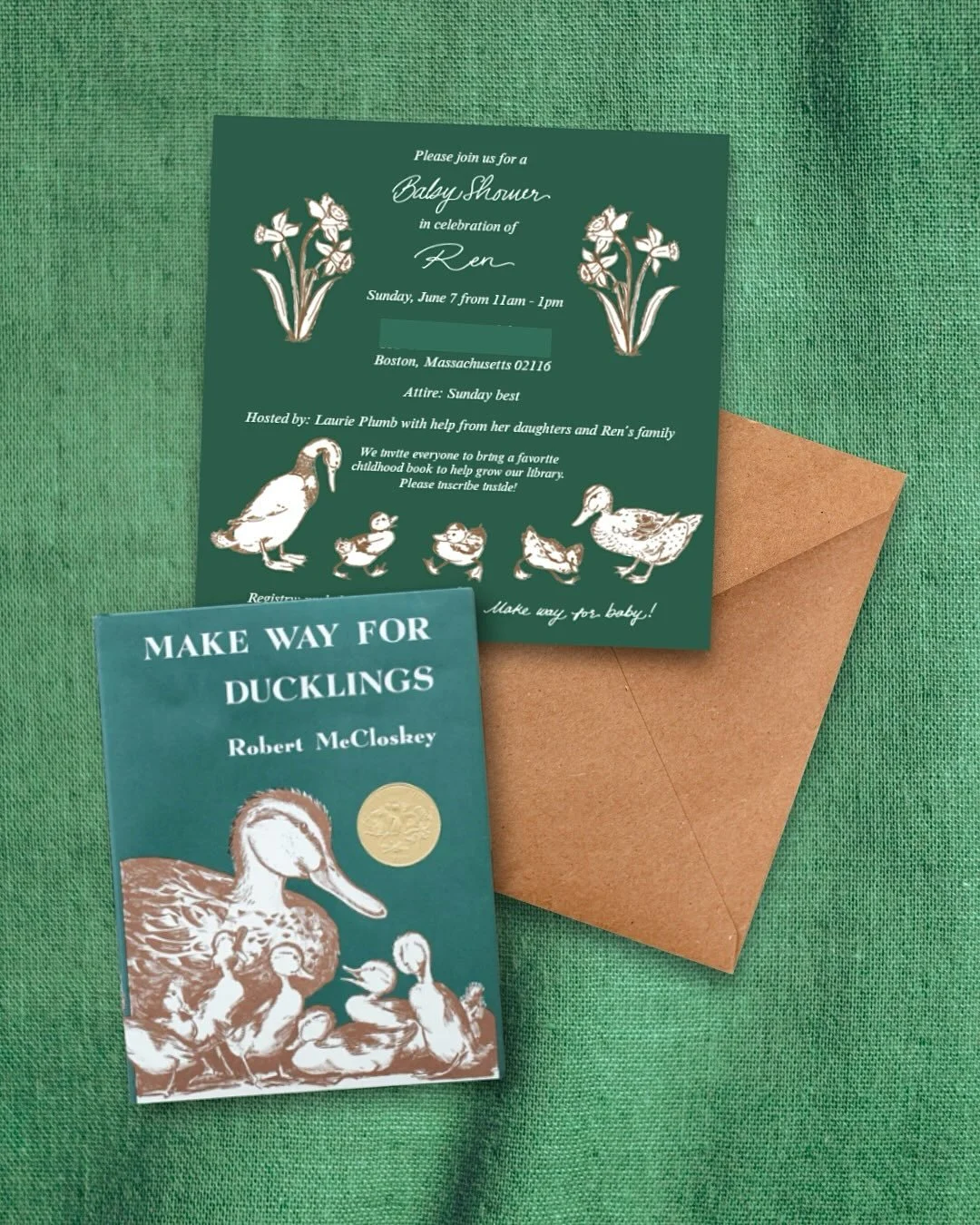 Worked on a super special project with a super wonderful friend to celebrate something mega super duper totally amazing 🤍 baby shower invitations inspired by the iconic Make Way for Ducklings! My heart&rsquo;s frickin bursting!!