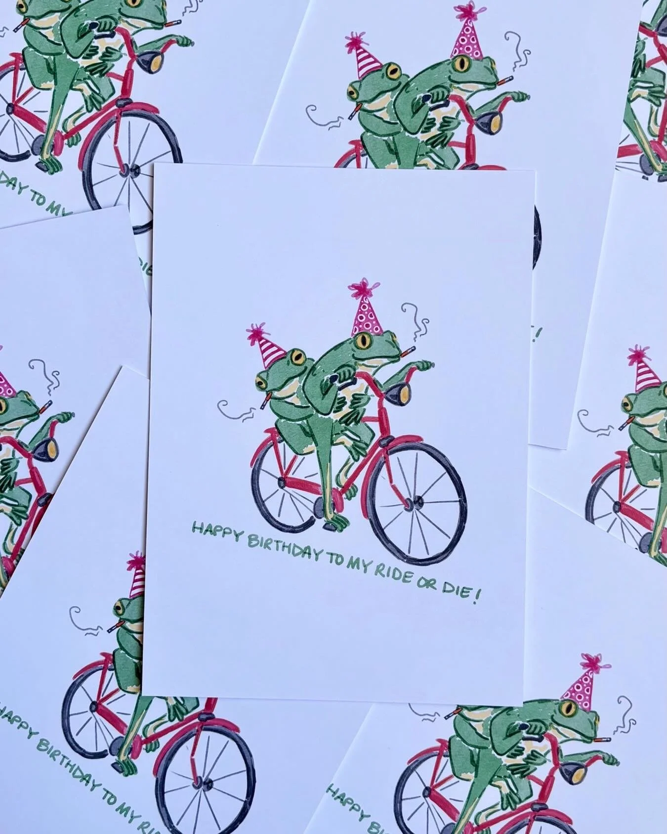 Very excited to be giving out some of these birthday cards ft. my spirit animal, the chain smoking frog
