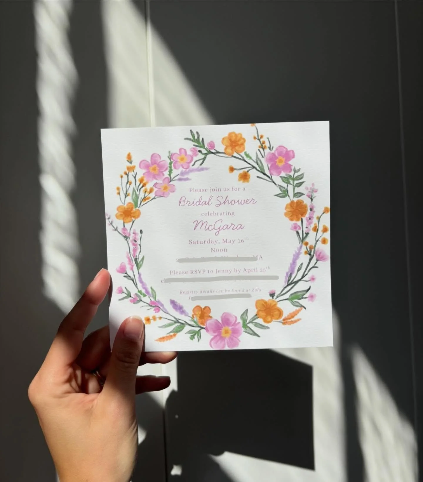 The best projects are the ones I do with family and friends 🩷 had a lot of fun painting these florals for McGara&rsquo;s bridal shower invitation!