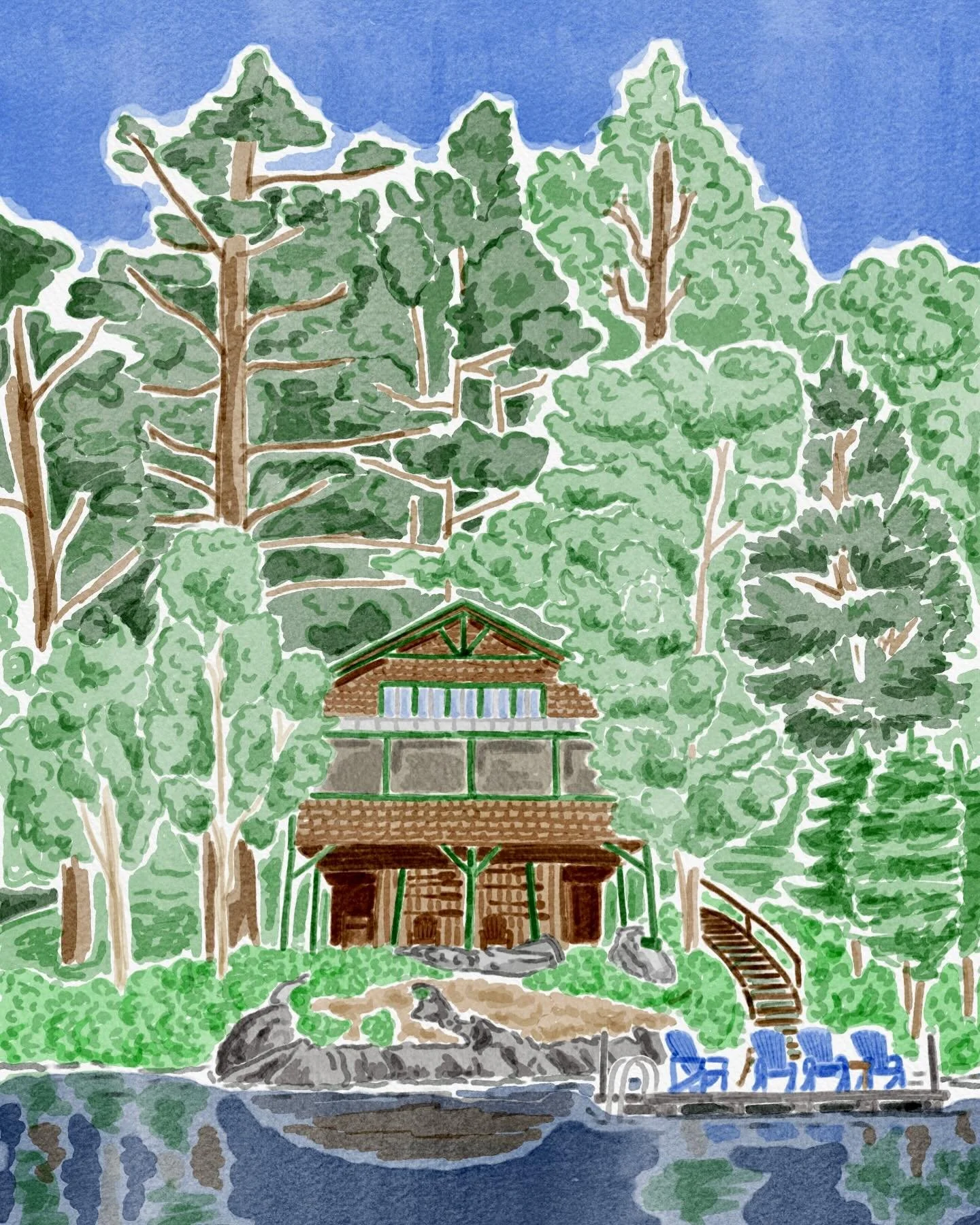 Recently had the honor of painting &ldquo;The Hovel&rdquo; uncle Dan&rsquo;s iconic, quiet, and secluded spot on Post Pond in Lyme, NH. Difficult to totally capture to magic of this place, but sure had fun trying!!