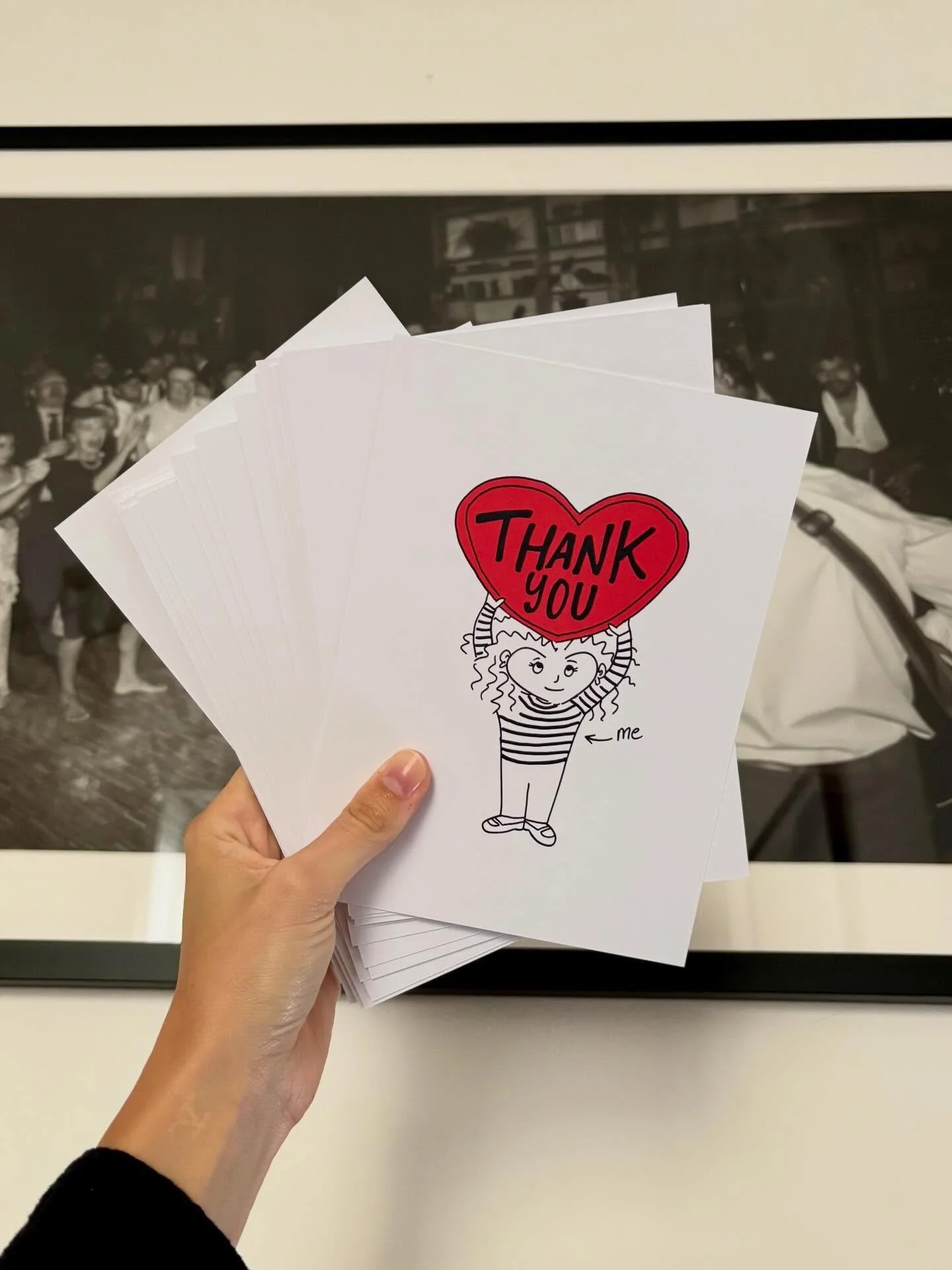Shower me with gifts because if you do I&rsquo;ll send you one of these cutie thank you cards I made! Feat. my frizzy hair 💃