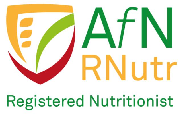 Association for Nutrition Logo. Registered Nutritionist. RNutr. Evidence-based practice.