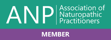 Logo of the Association of Naturopathic Practitioners with green and purple background