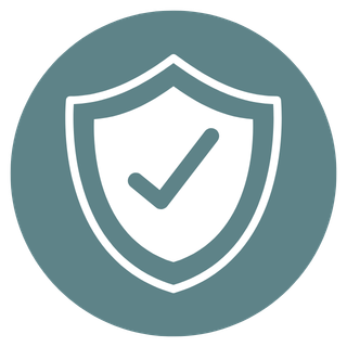 Icon of a shield with a checkmark in the center, representing security or protection.