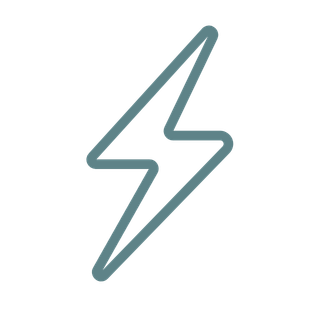 Graphic of a lightning bolt symbol in blue outline.