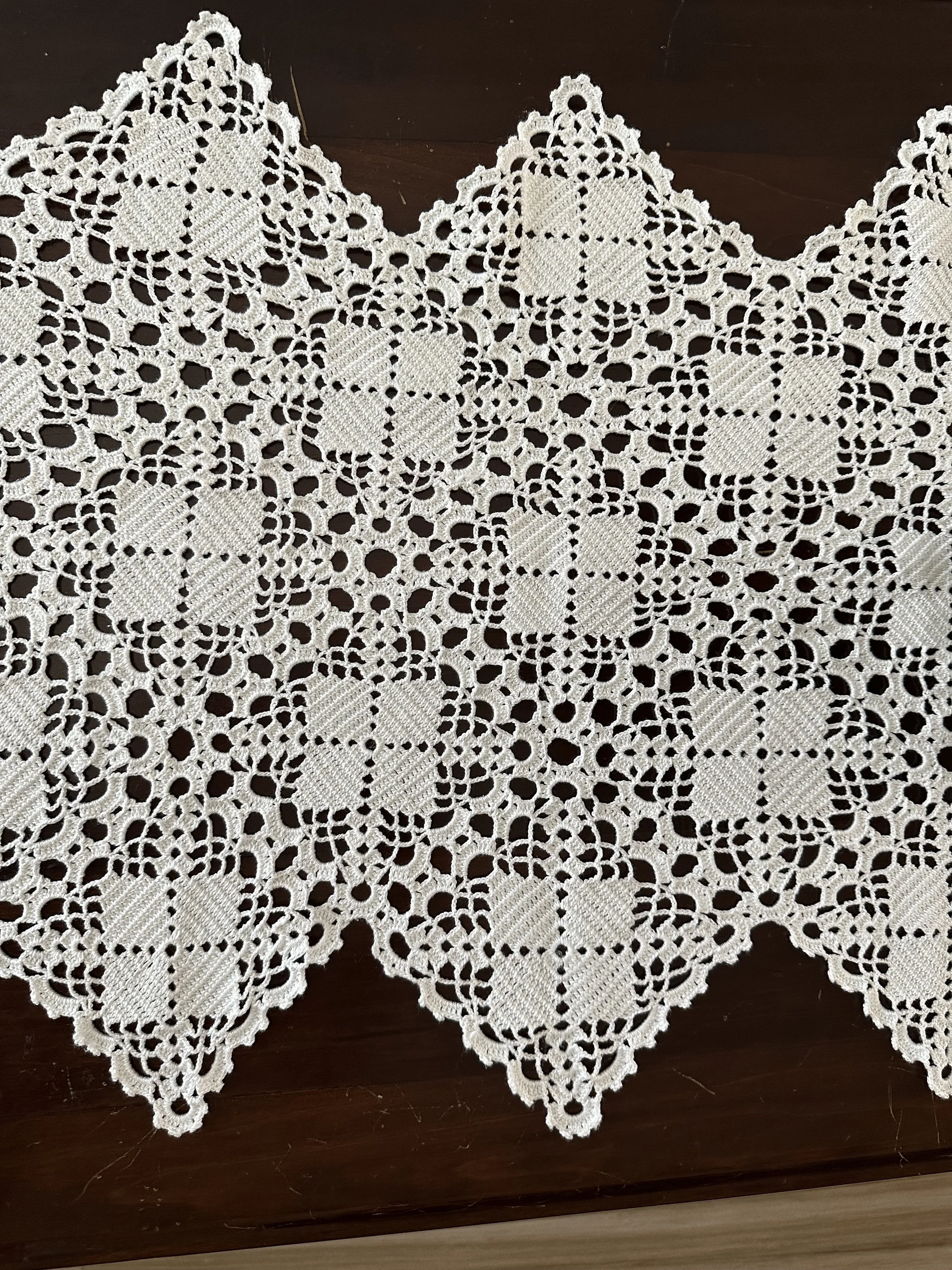 This is a hand- knit table runner made by my Grandmother. Her work naturally inspires me.