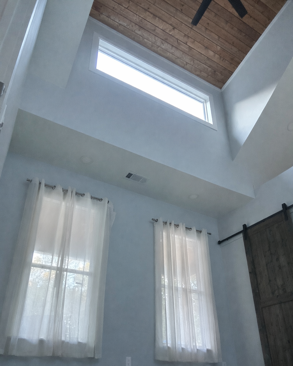 office  vaulted ceilings barn doors