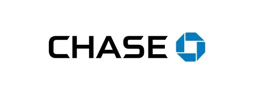 Chase bank logo with black text and blue geometric emblem