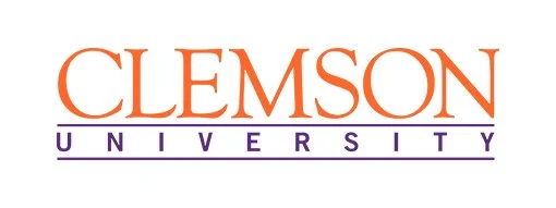 Clemson University logo with 'CLEMSON' in orange and 'UNIVERSITY' underneath in purple.