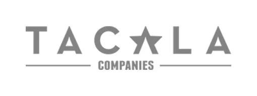 Tacola Companies logo in gray with stylized letters and star in the center