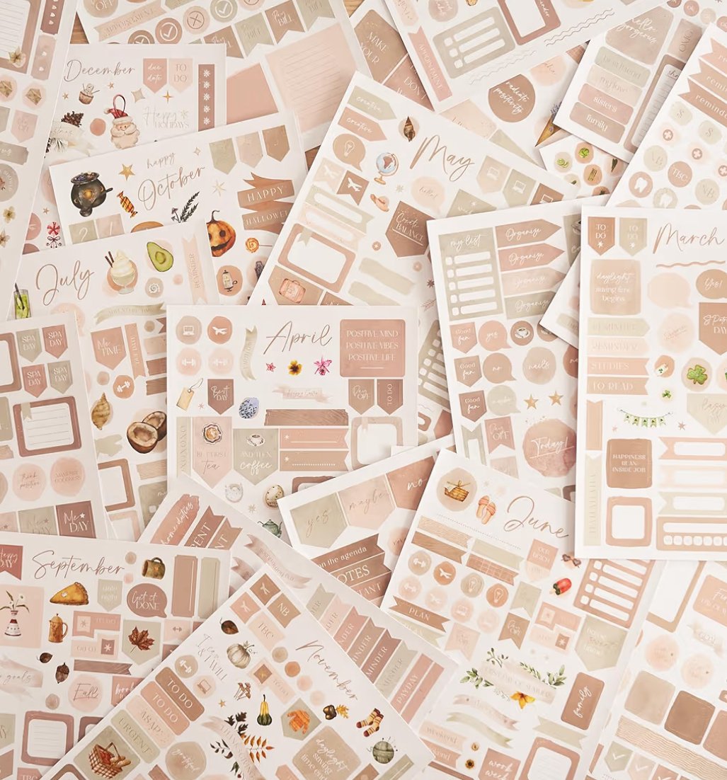 Monthly Planner Sticker Sheet - Nuetral Boho