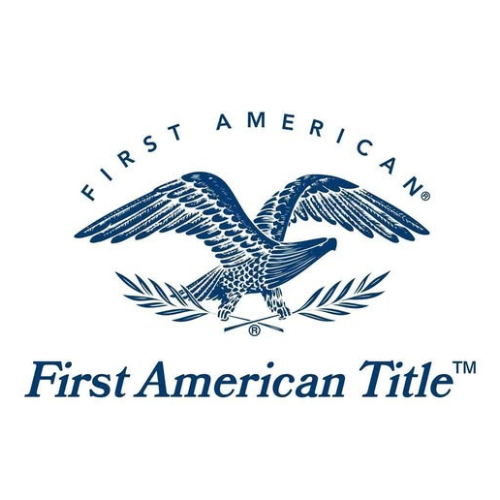 Logo of First American Title featuring an eagle with outstretched wings holding a branch.