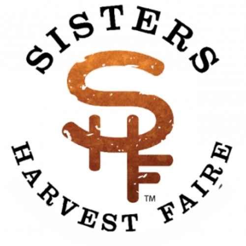 Logo with large central 'S' and 'F' intertwined, surrounded by the words 'Sisters' at the top and 'Harvest Fair' at the bottom in a circular arrangement.