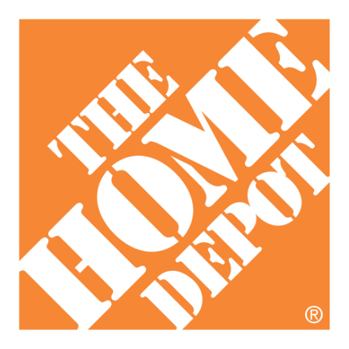 The Home Depot logo with white text on an orange square background.
