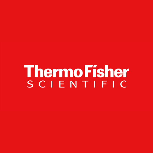 Thermo Fisher Scientific logo with red background and white text.