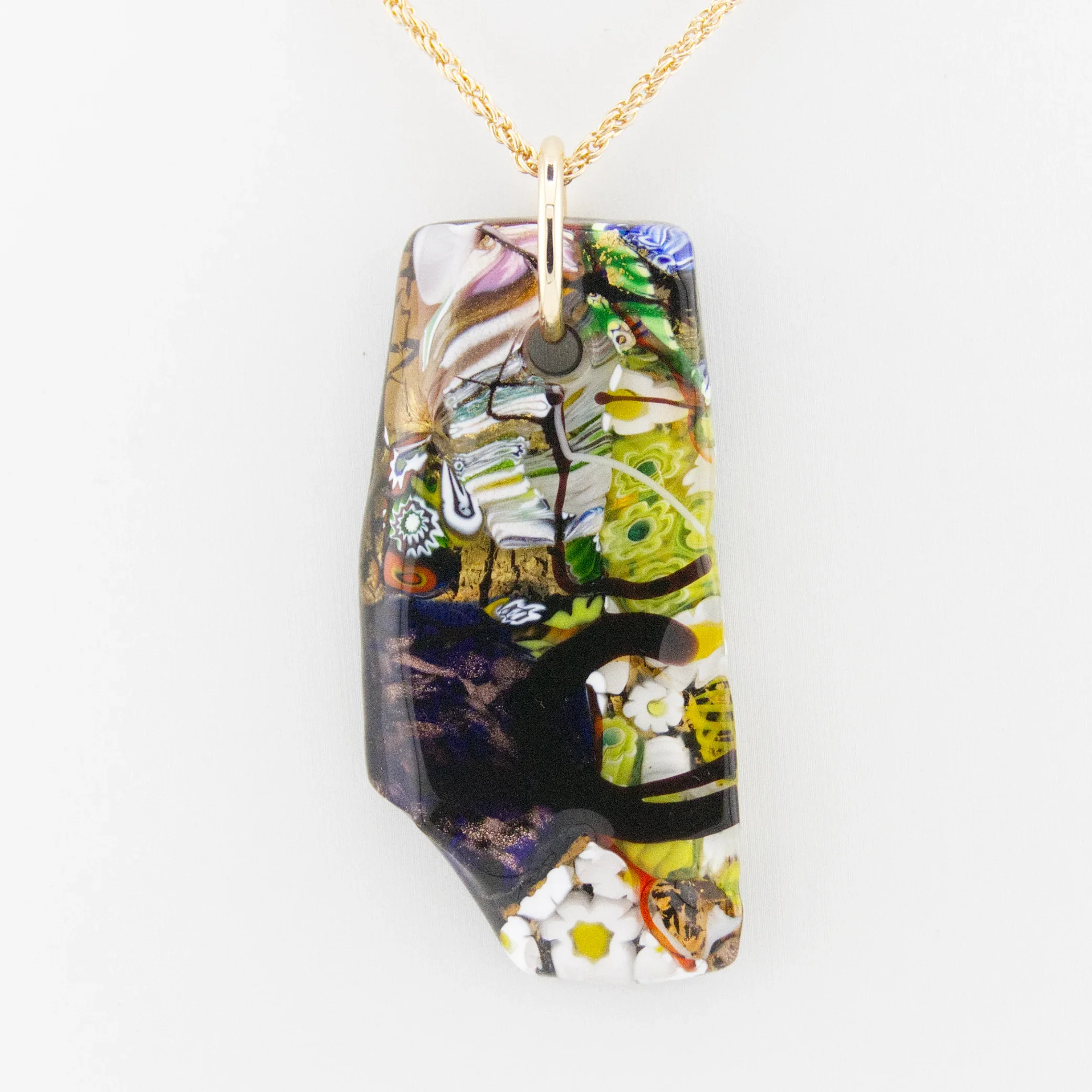 Murano Glass Necklace Pendant 24k gold