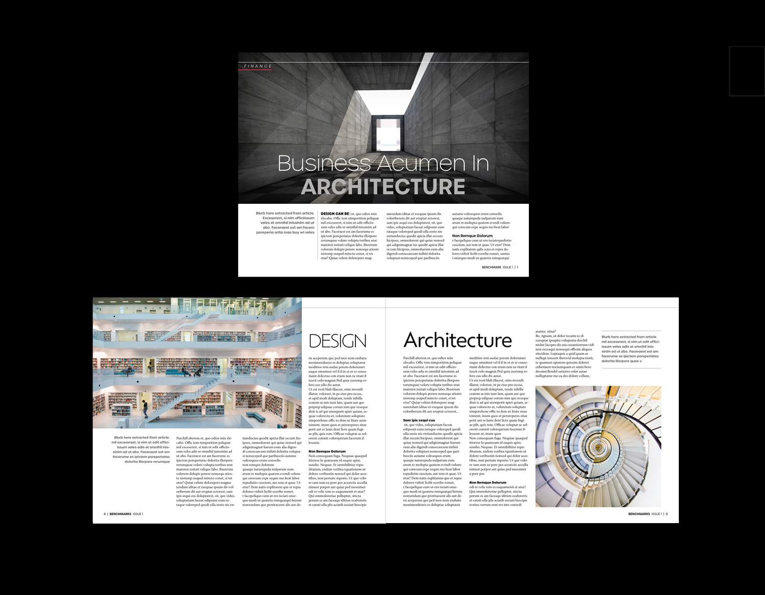 Magazine graphic design featuring clean typography award winning