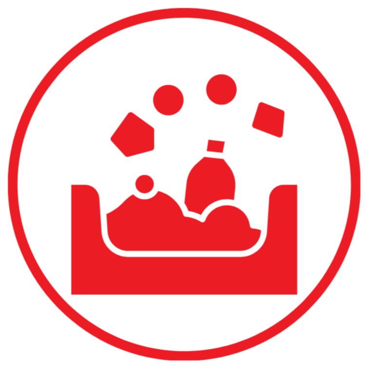 A red and black symbol indicating bubble bath or relaxing in a tub.