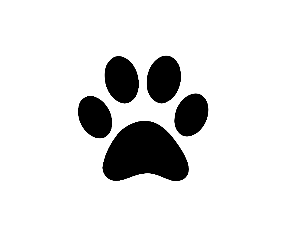Black paw print outline on a white background.