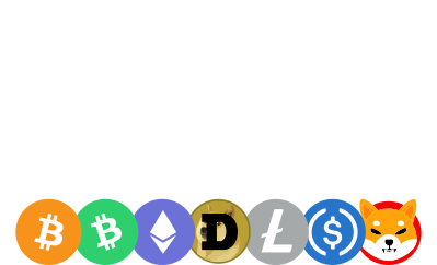Bitpay logo with various cryptocurrency icons, including Bitcoin, Ethereum, Dogecoin, Litecoin, and a Shiba Inu dog mascot.