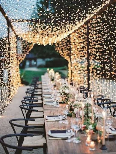 wedding reception lights table decor