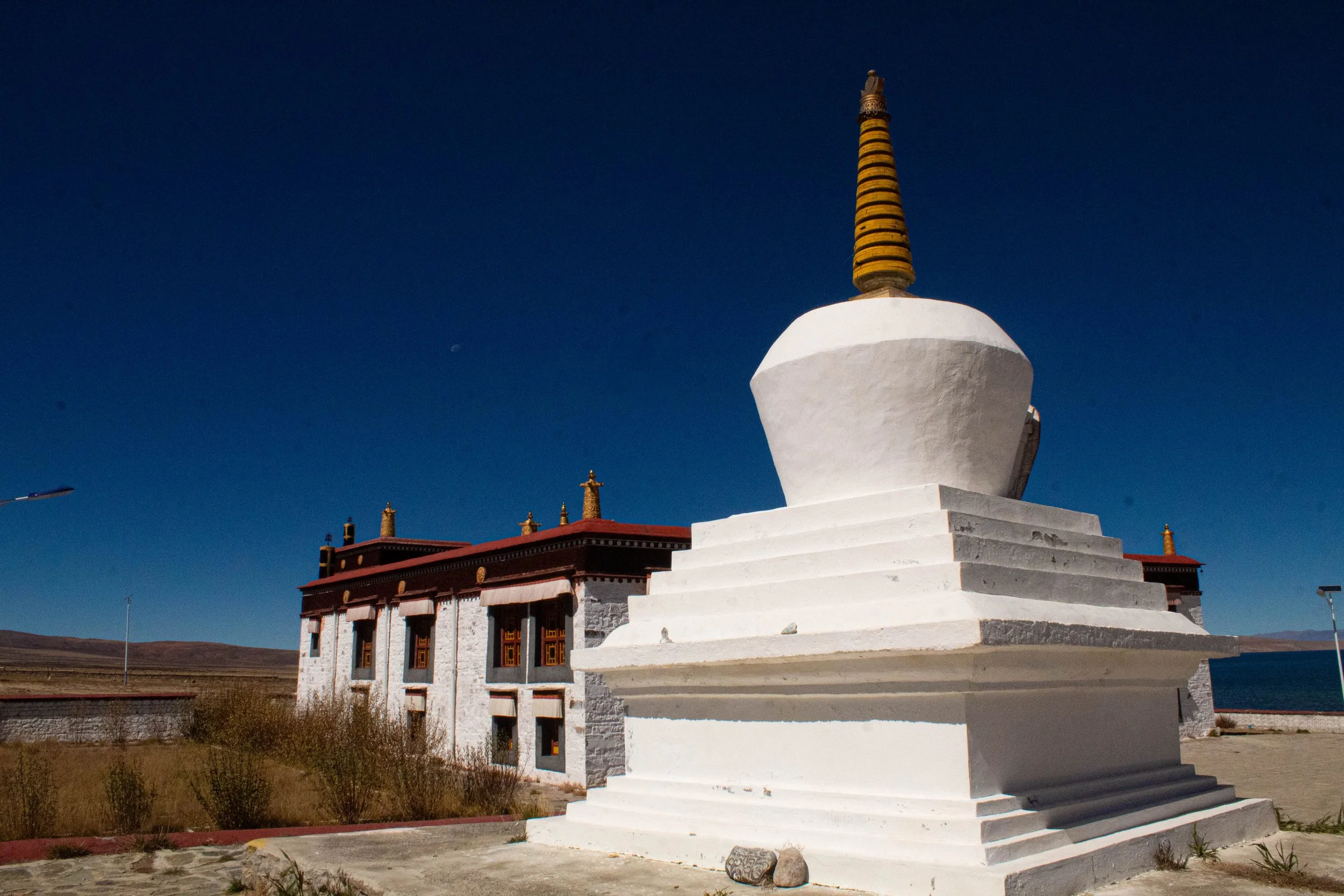 Stup and snow hills Monastery Manasarovar a (1 of 1).jpg