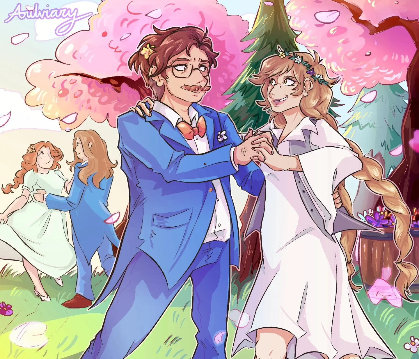 Merry Christmas to all that celebrates! And happy normal day to any that don't!

I participated in a Secret Santa event hosted by @shiikeen, and I got the honor to draw @hyacinthnoon 's farmer! They were so fun, and I couldn't help myself doing the f