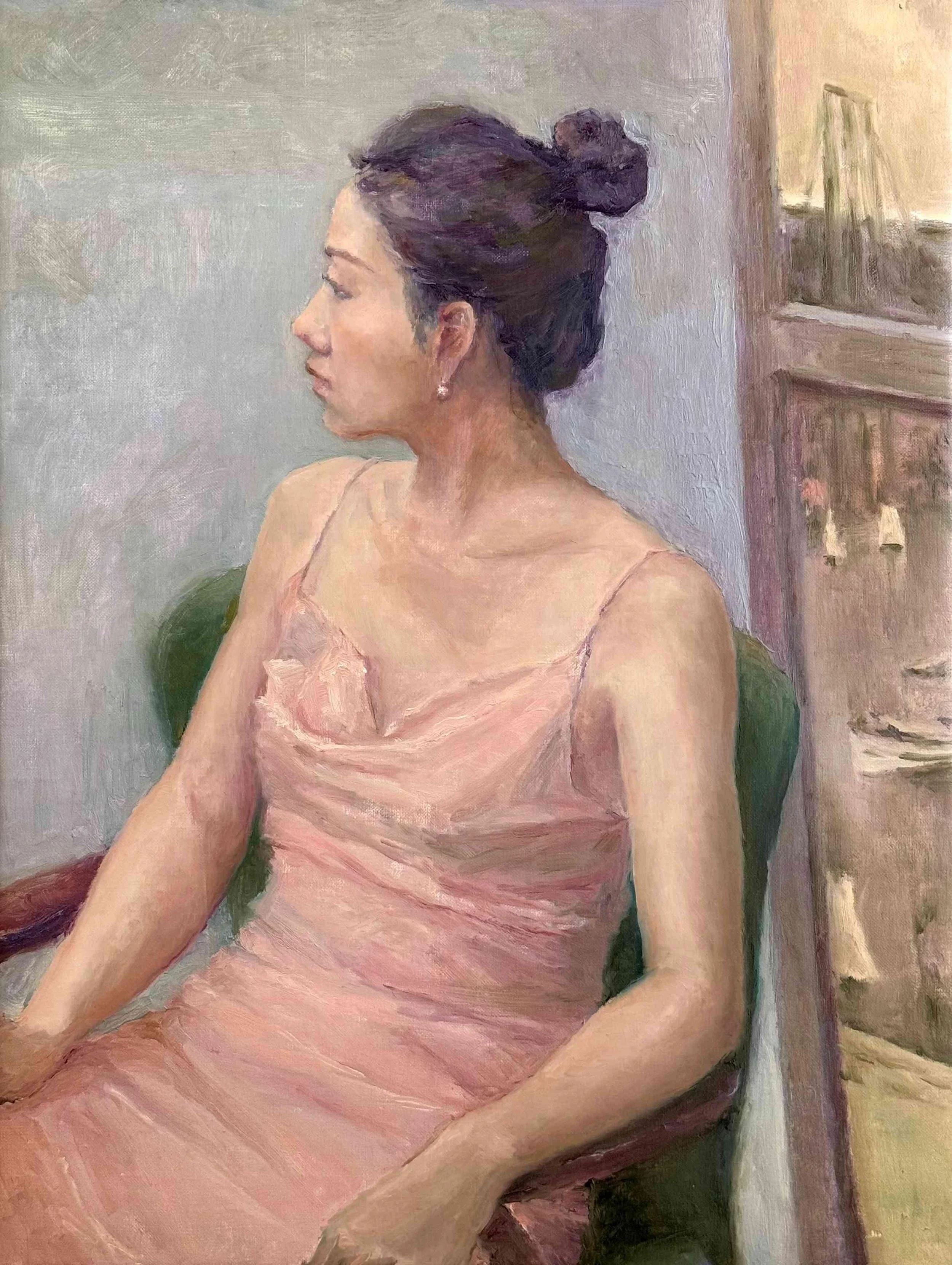 Pink Dress by April Xu. Oil. $1,000.