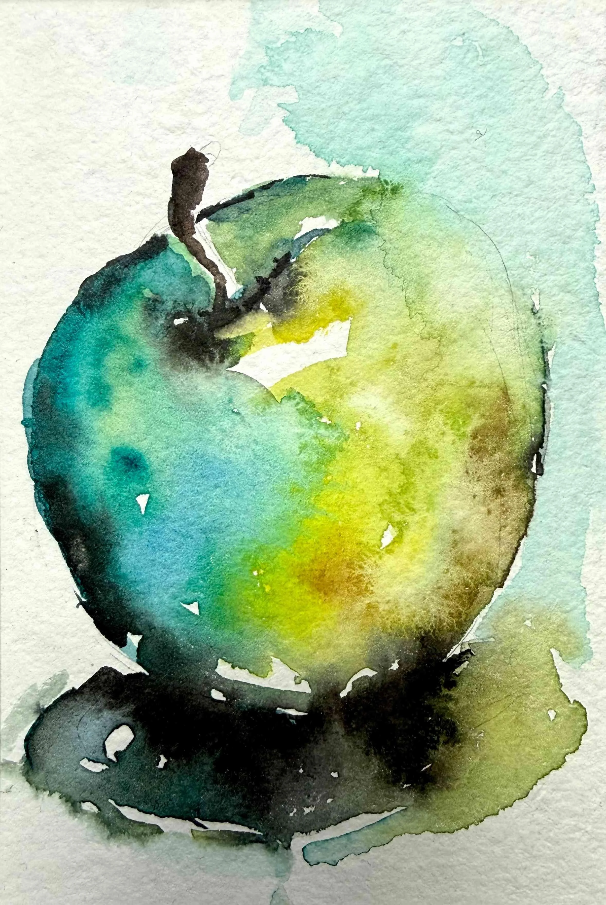 Apple in Repose by Janet McIntyre. Watercolor. $250.00