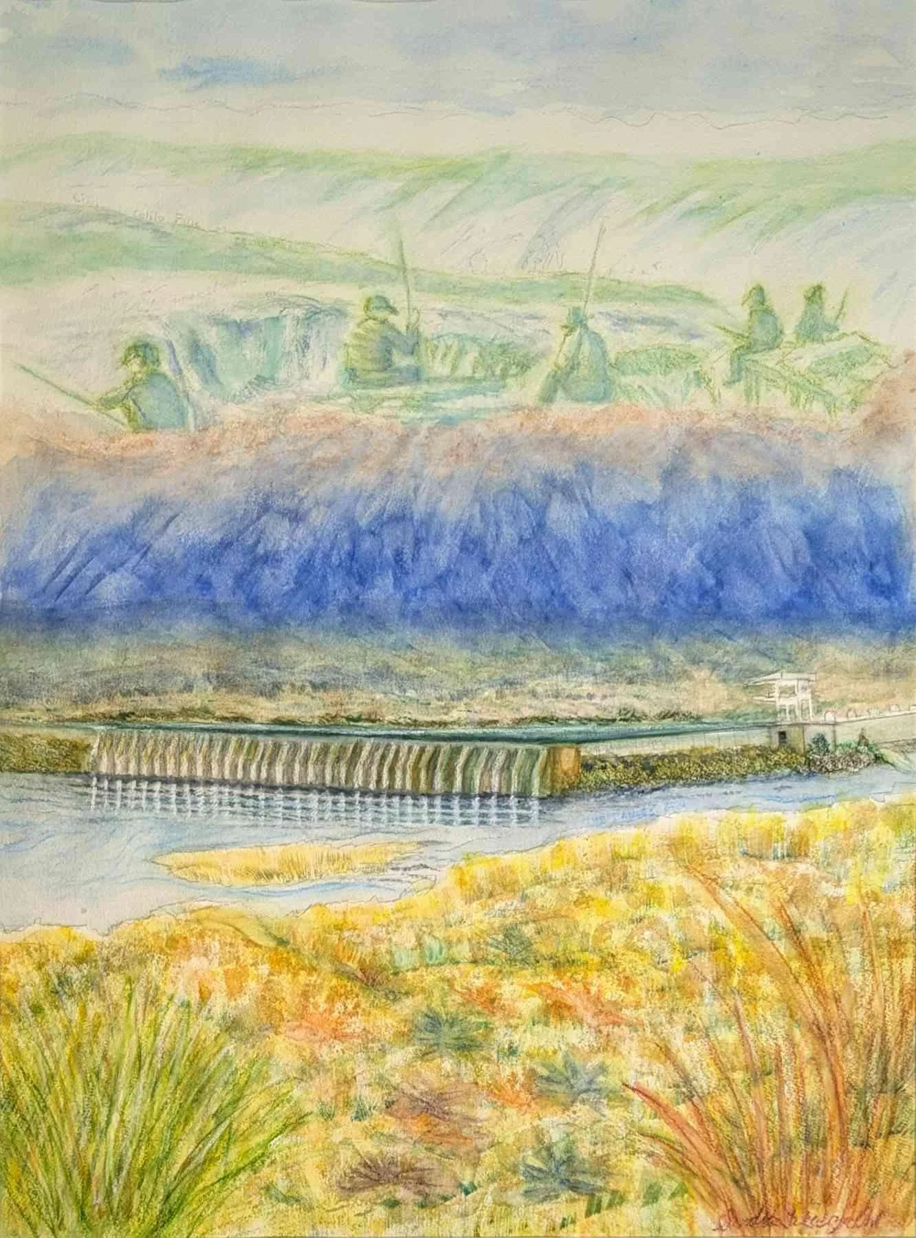 Sandra Takabayashi. Memories of Celilo Falls. Watercolor. $900.00. 