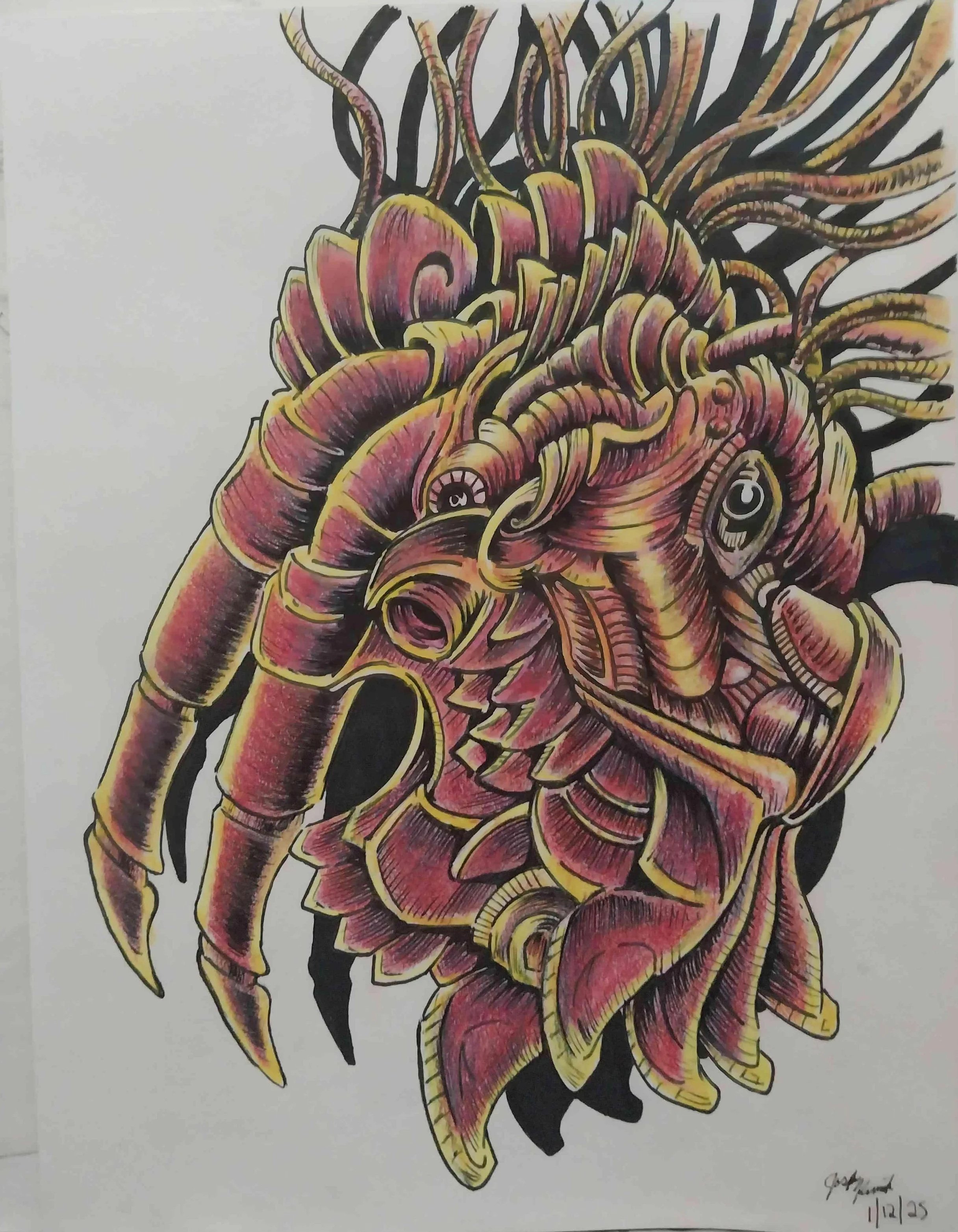 Mass by Joseph Kumnick. Colored Pencil and Ink. $250.00