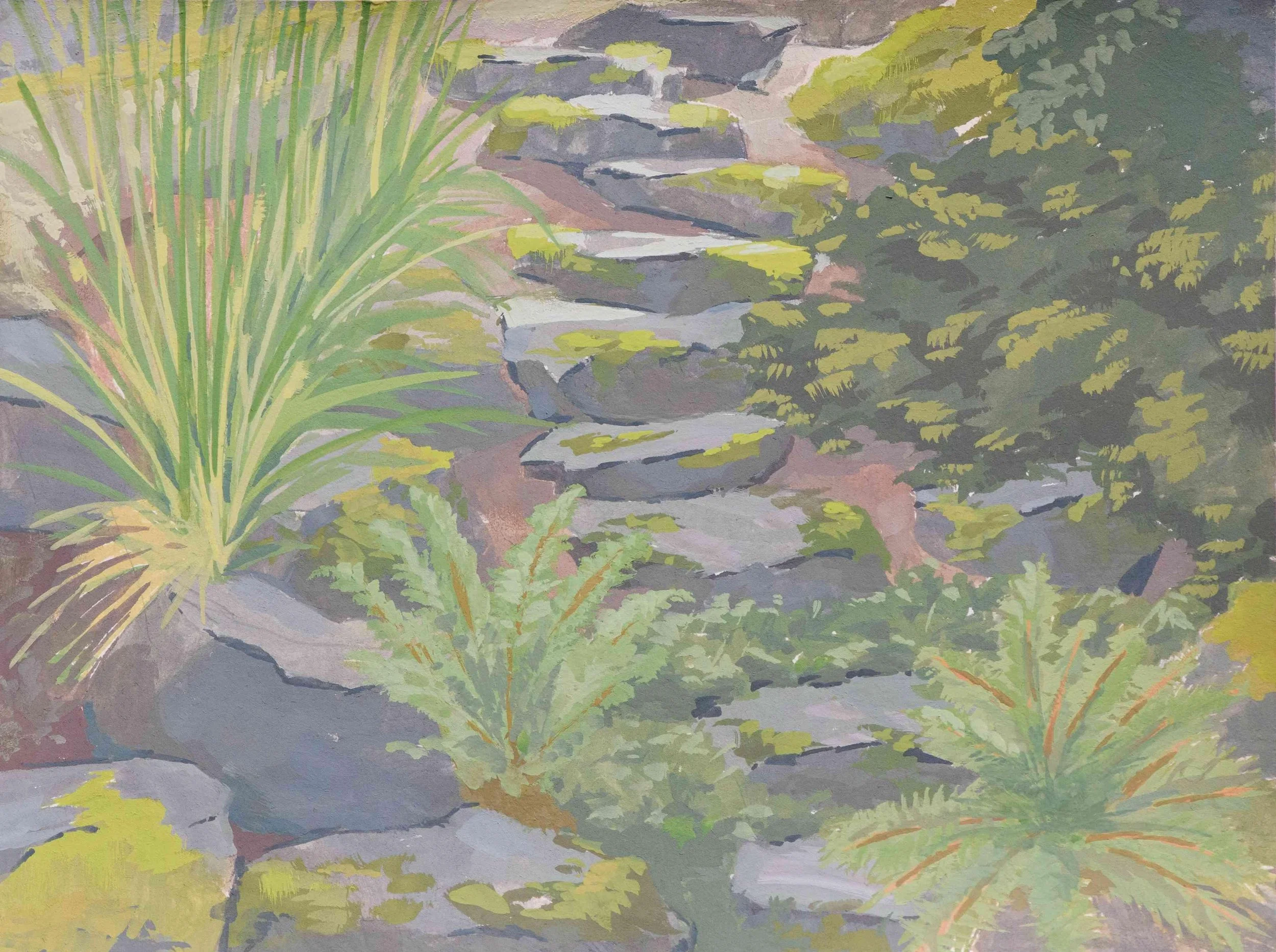 Josie Arnett. Stone Steps. Goache. $250.00.