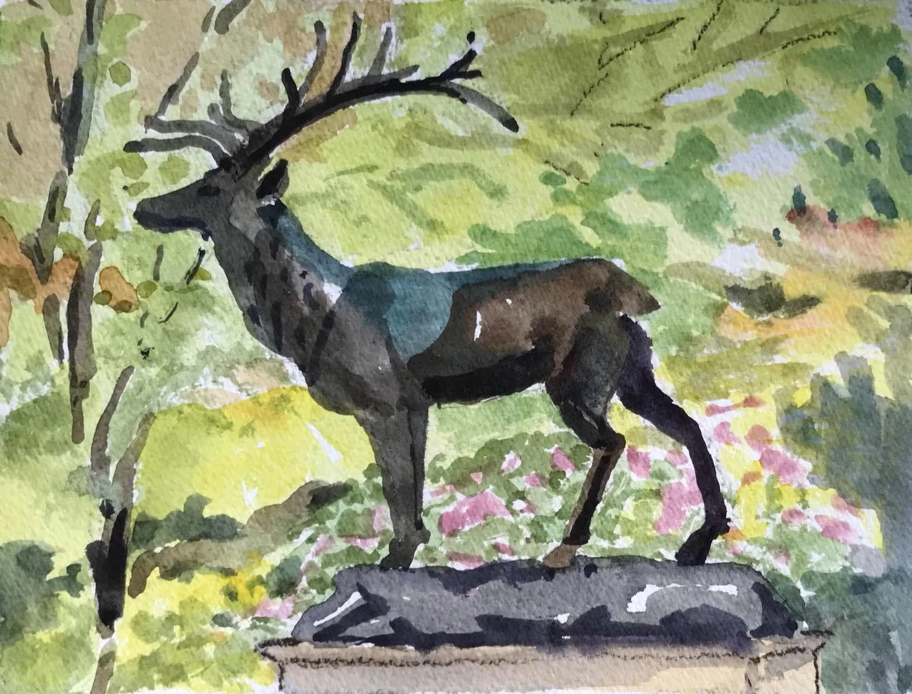 Thompson Elk by Christine Schulbach. Watercolor. $120.