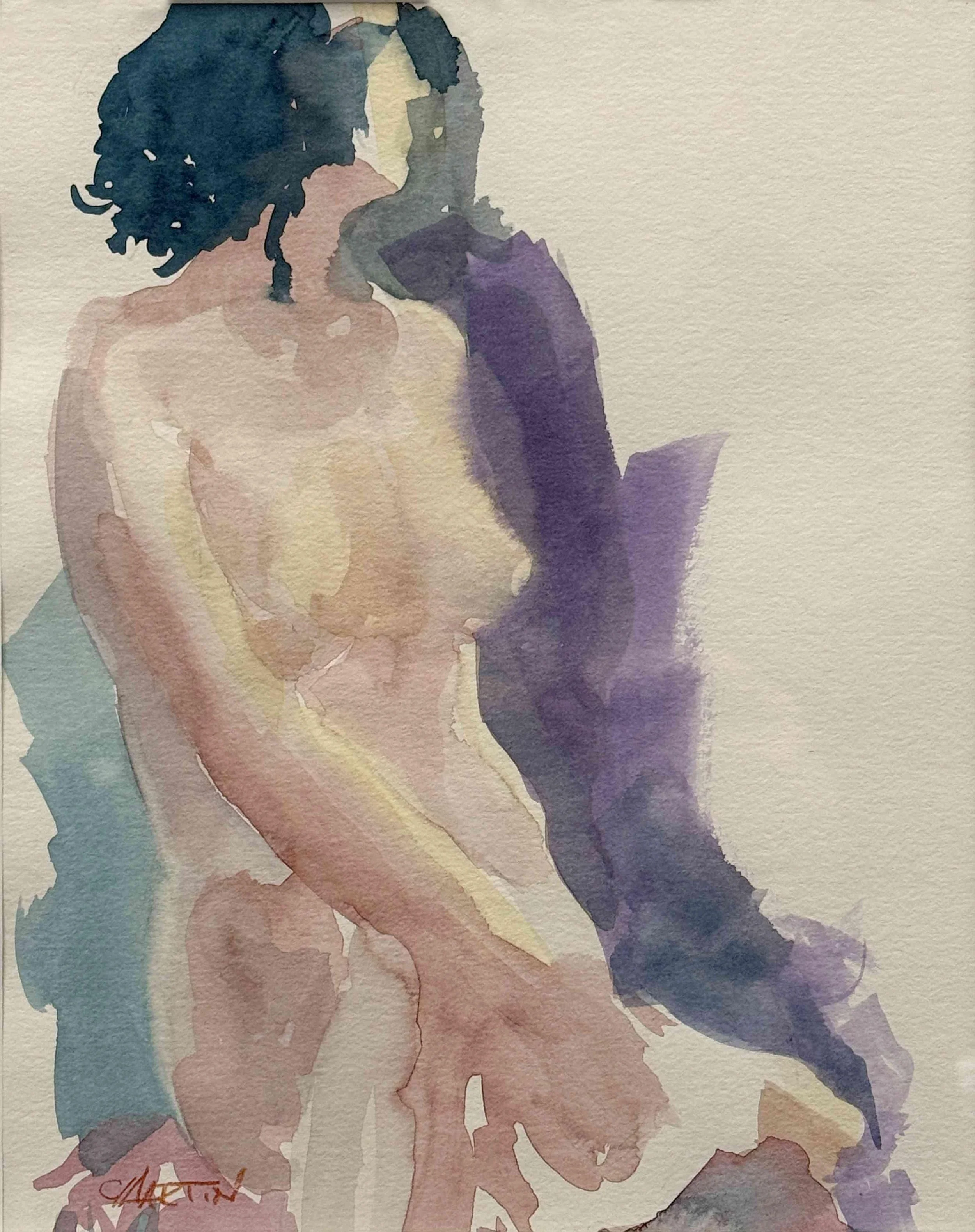 Figure A by Chas Martin. Watercolor. $275.