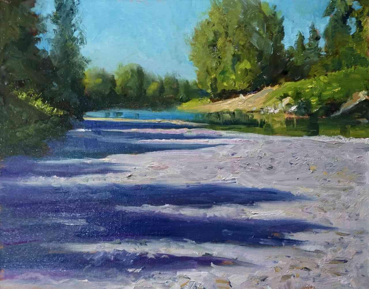 Miguel Morejohn. Afternoon Shadows, Molalla River. Oil. $1,100.00.