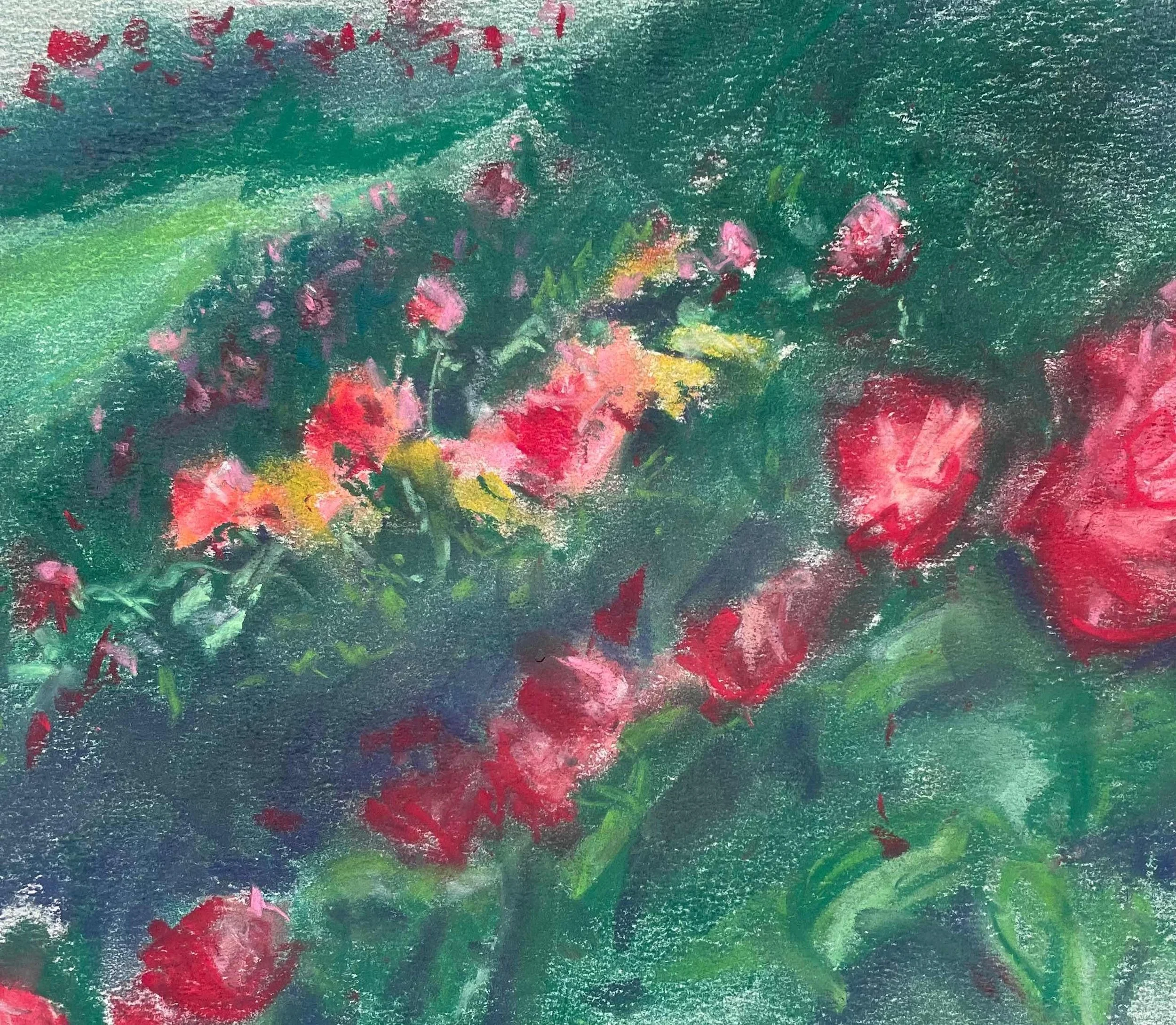 Amid the Blooms by Richard Potestio. Chalk Pastel. $250. 