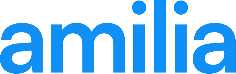 The word 'amilia' in blue lowercase letters on a white background.