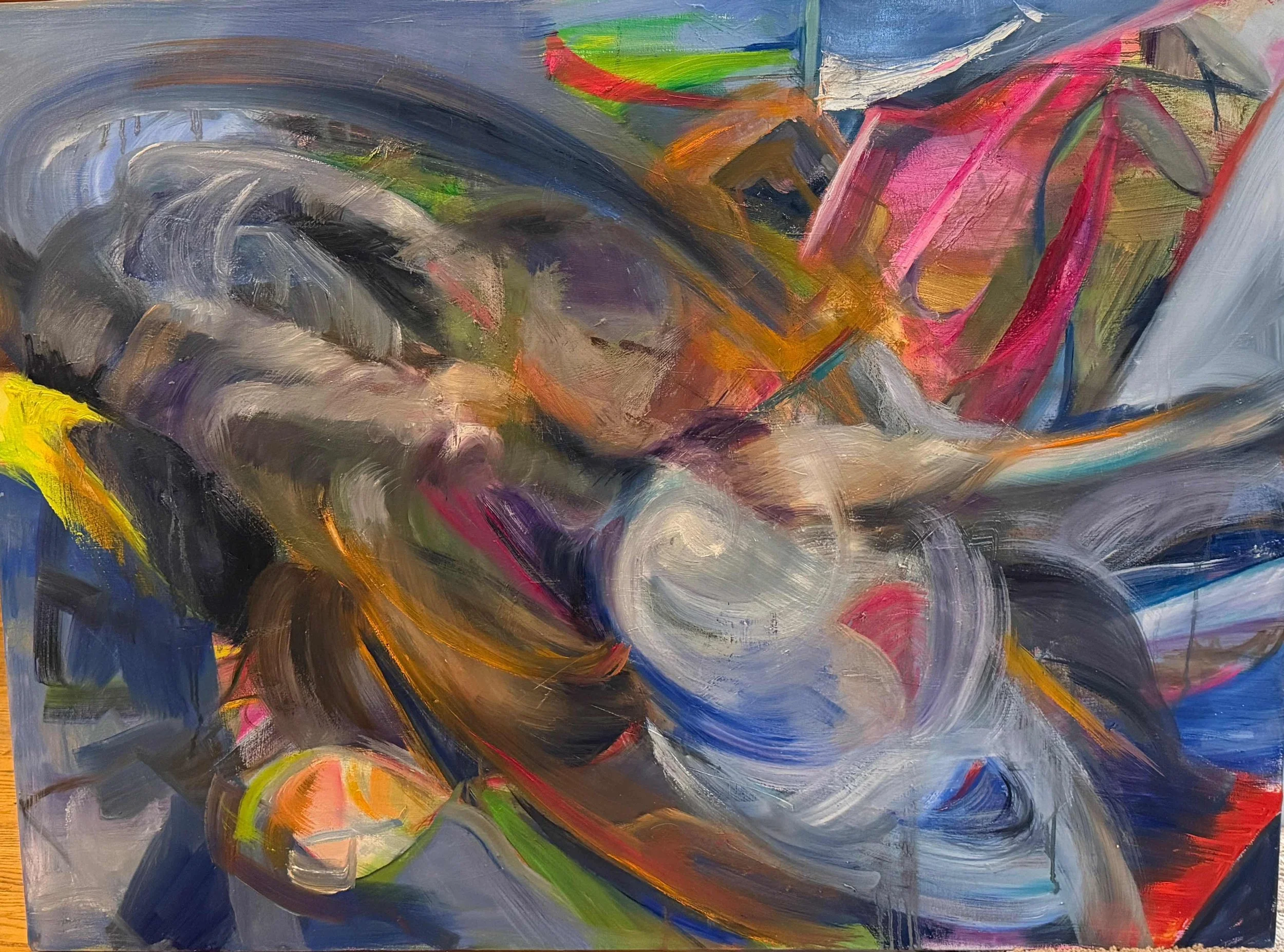 Leaning by Mary Casey. Oil. $2,200.